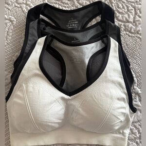 Women's Black, Gray and White Sports Bra Set